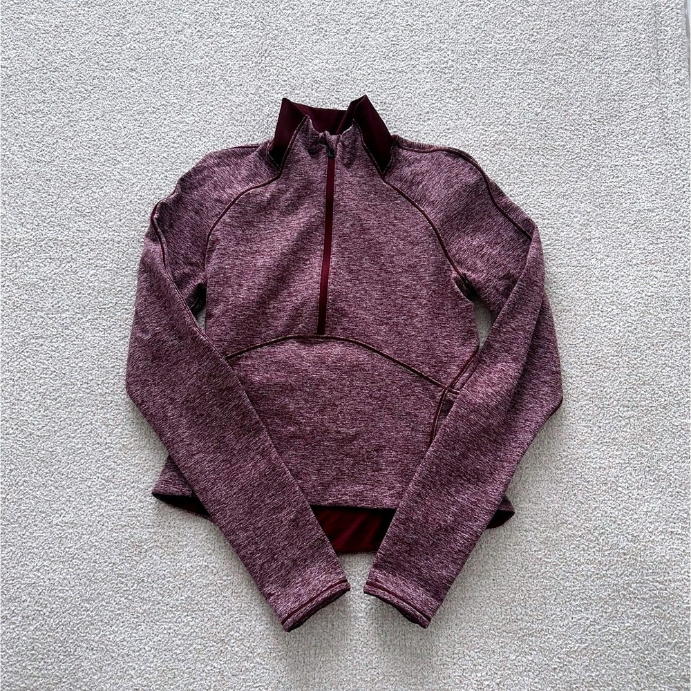lululemon Always Alert 1/2 Zip size 6 in Heathered Garnet